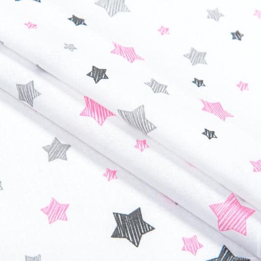 Ткани для детской одежды - Ситец-67 ТКЧ звезды серо-розовые