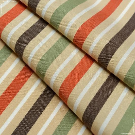 Тканини портьєрні тканини - Дралон смуга /DUERO колір теракот,коричневий, зелений