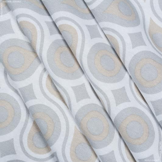 Ткани для римских штор - Декоративная ткань панама Талло серый, белый