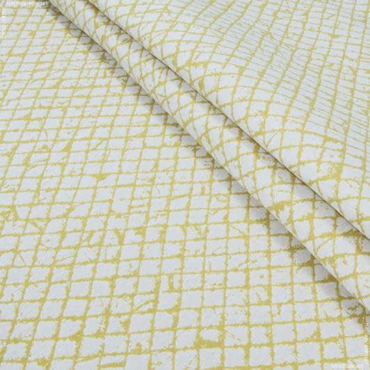 Тканини портьєрні тканини - Жакард Трамонтана ромб жовтий, молочний