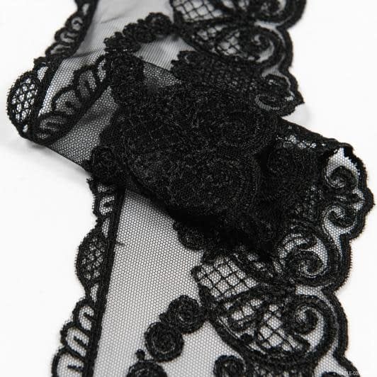 Тканини для білизни - Декоративне мереживо Данія колір чорний 9.5 см