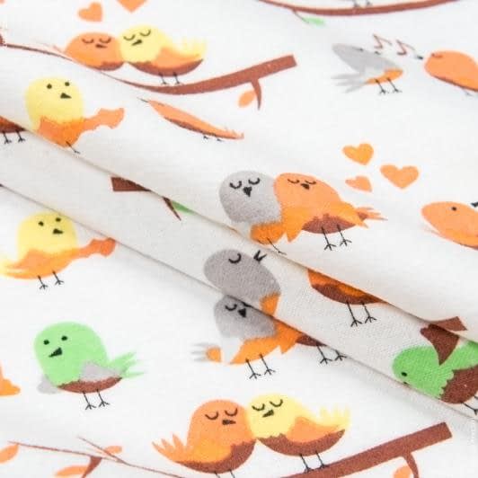 Ткани для пеленок - Фланель белоземельная детская птицы