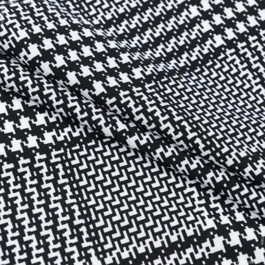 Тканини всі тканини - Платтяний креп принт пепіта чорно-білий