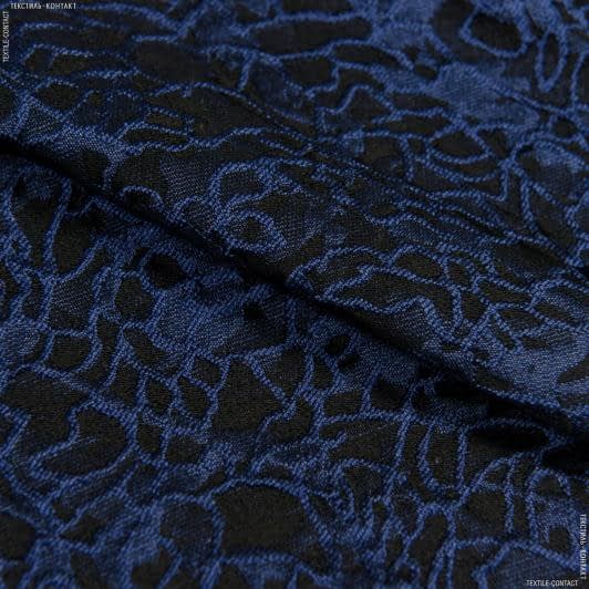 Тканини для суконь - Костюмна KIEL-JQD фукро квіти чорний/синій