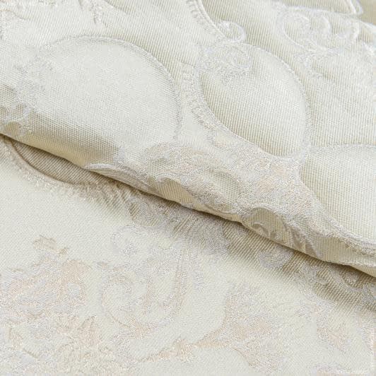 Ткани портьерные ткани - Жаккард Нарон  вензель цвет ванильный крем