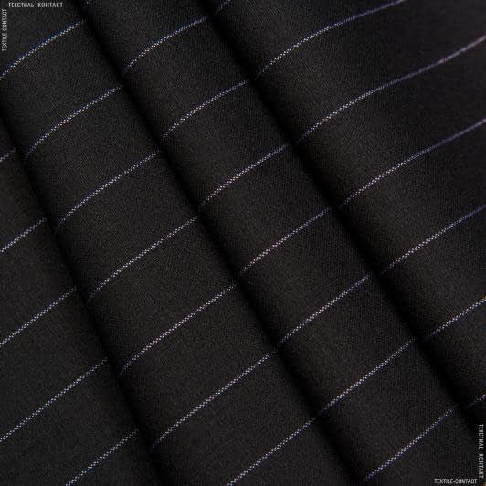 Тканини ластичні - Костюмна Ягуар чорна у бузкову смужку
