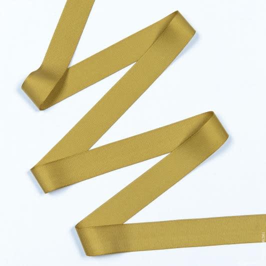 Ткани для украшения и упаковки подарков - Репсовая лента Грогрен  цвет гороховый 31 мм