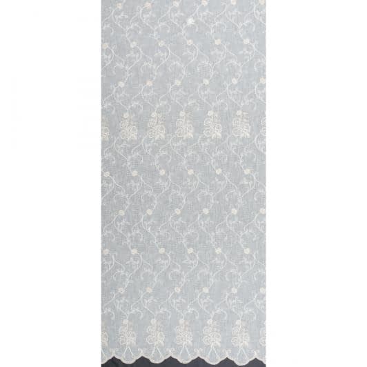 Тканини гардинні тканини - Тюль сітка вишивка Аурель колір молочний крем з фестоном