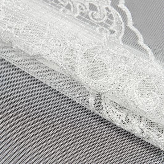 Тканини ненатуральні тканини - Тюль мереживо Тельма  срібло купон