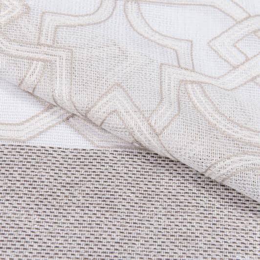 Ткани гардинные ткани - Тюль сетка вышивка Руна бежевая, белая