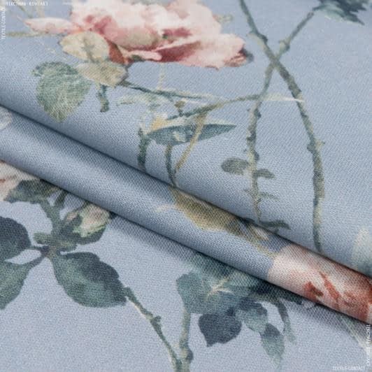 Ткани портьерные ткани - Декоративная ткань  сомбра розы /  sombra фон голубой