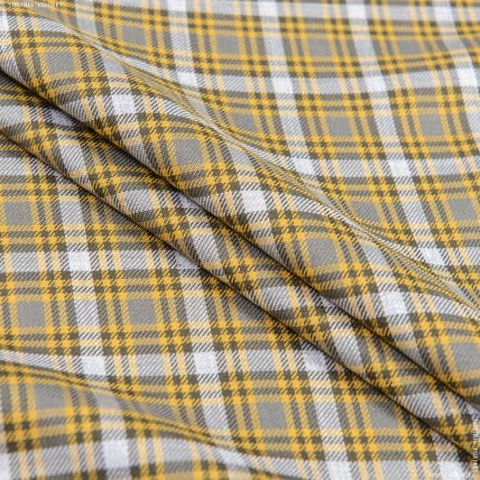 Тканини для блузок - Платтяна TWILMEL клітинка сіро/біло/жовта