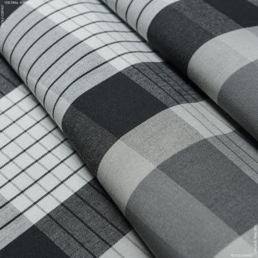 Тканини портьєрні тканини - Дралон клiтинка /RIVALTA чорний, сірий
