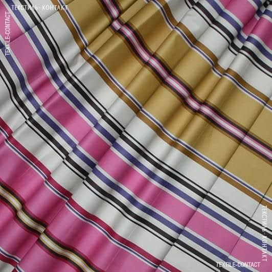 Ткани для штор - Декоративная ткань сатен Алиса полоса фиолетовый, розовый