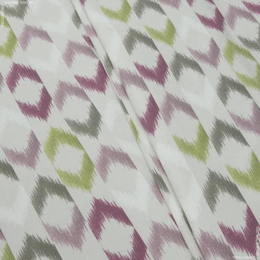Ткани для портьер - Декоративная ткань лонета Карнел фрез, киви, т.серый