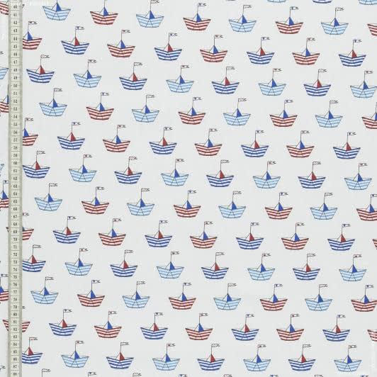Ткани для пэчворка - Экокоттон вессель морская тематика кораблики