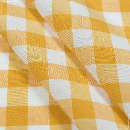 Тканини для банкетних і фуршетніх спідниць - Скатертна тканина  весна клітина жовто-гірчичний