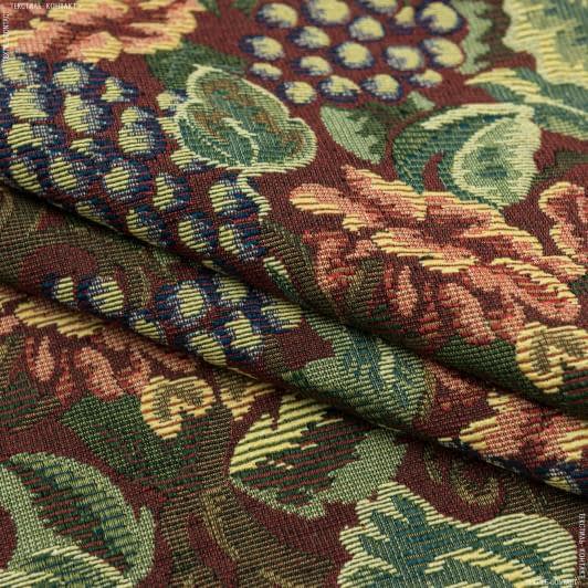 Ткани для декоративных подушек - Гобелен  бальзамин цветы,бордо