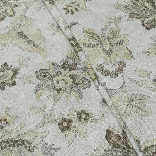 Тканини для дому - Декоративна тканина Файдіас квіти бежевий, коричневий