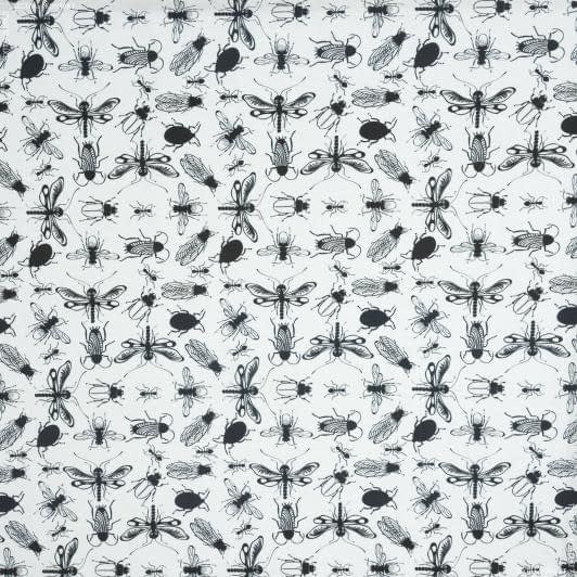 Тканини для штор - Декоративна тканина лонета комахи чорний