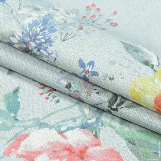 Тканини бавовна - Декоративна тканина Туін квіти фон сірий