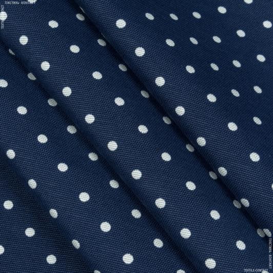 Тканини для печворку - Декоративна тканина Джойфул горох білий фон синій