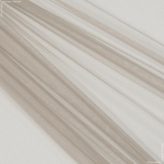 Ткани гардинные ткани - Тюль сетка  мини Грек  беж-серый