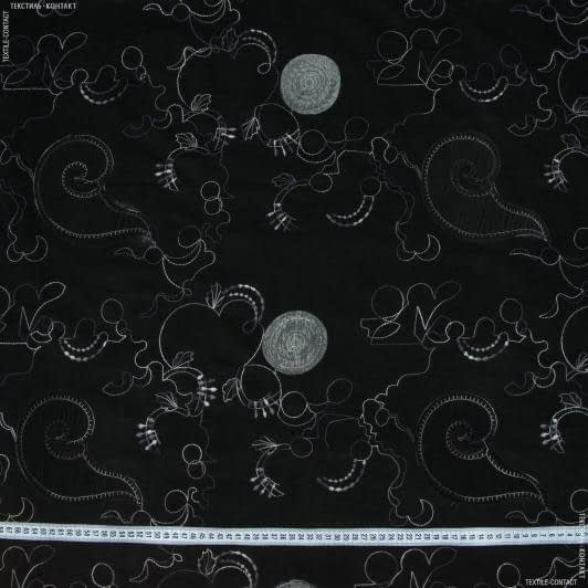 Тканини всі тканини - Вельвет з аплікацією та вишивкою чорний