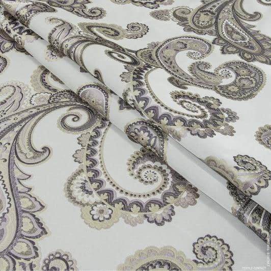 Ткани для декора - Жаккард Дели восточный мотив фиолетовый фон песок