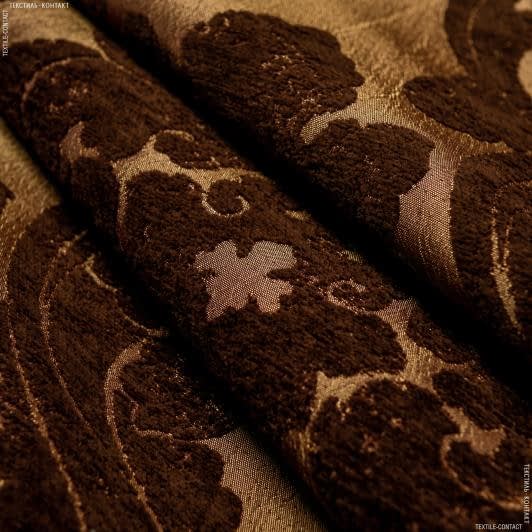 Ткани для мягких игрушек - Шенилл жаккард  Вольво вензель т.коричневый