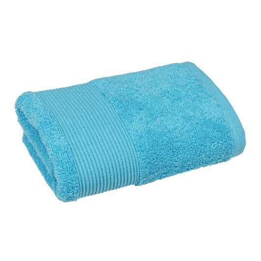 Ткани махровые полотенца - Полотенце махровое с бордюром 40х70 см голубое