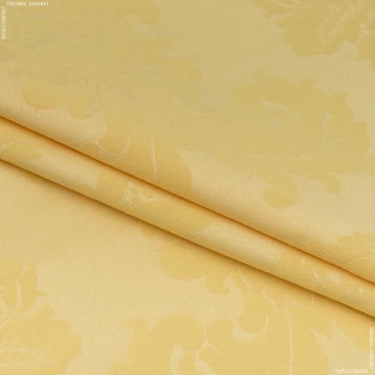 Тканини для штор - Декоративна тканина Дамаско вензель світло жовта