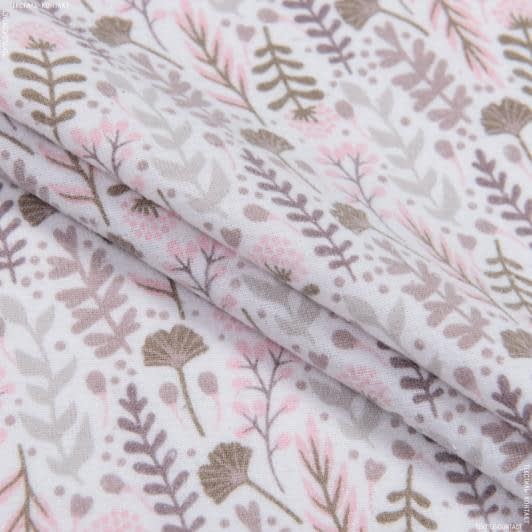 Ткани для бытового использования - Фланель ТКЧ халатная цветение трав розовый