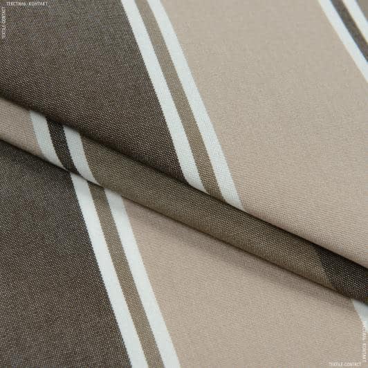 Ткани портьерные ткани - Дралон полоса /TURIN бежевая,  коричневый, табак