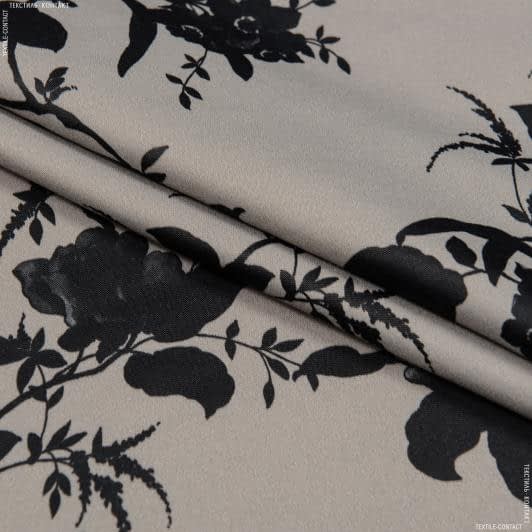 Тканини для суконь - Платтяна флош принт квіти чорні