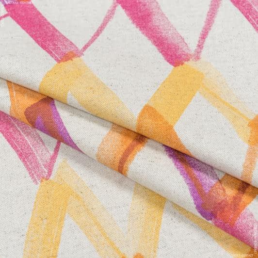 Ткани распродажа - Декоративная ткань Даура зиг-заг оранж-фиолет