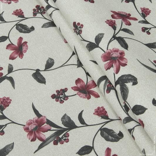 Тканини для слинявчиків - Тканина з акриловим просоченням Квіткова в'язь т.сіра,бордо