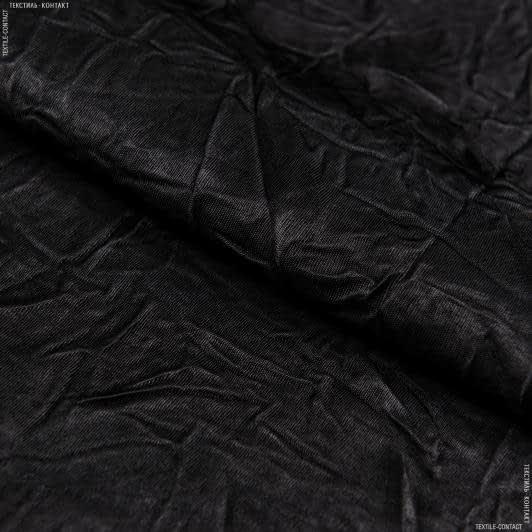 Тканини для костюмів - Платтяний атлас креш Платон чорний
