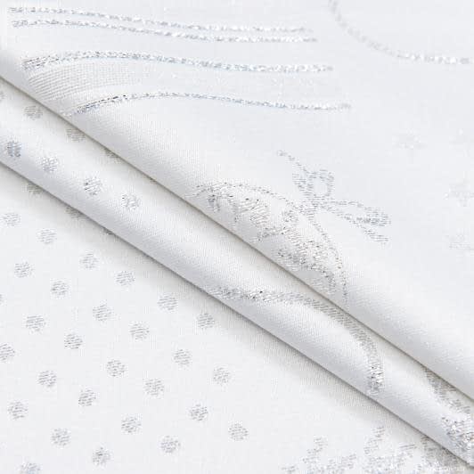 Ткани новогодние ткани - Жаккард Новогодний люрекс цвет серебро