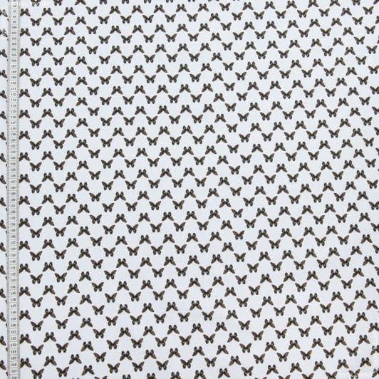 Ткани для детской одежды - Экокоттон мотыльки коричневый, фон белый