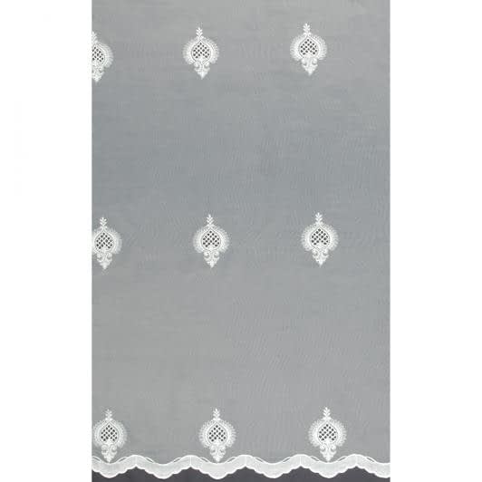 Ткани гардинные ткани - Тюль сетка вышивка Франческа  белая  с фестоном