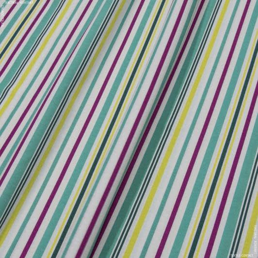 Тканини для скрапбукінга - Декоративна тканина лонета Крайон смуга бірюза, зелений, жовтий, малиновий