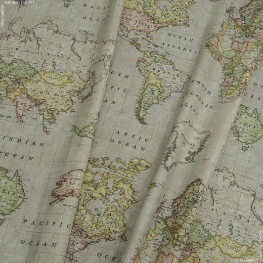 Ткани для яхт и катеров - Ткань с акриловой пропиткой Карта мира/MUNDI бежевый
