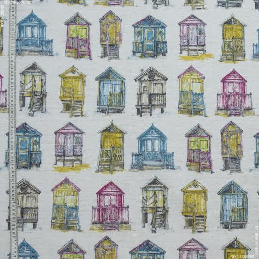 Ткани портьерные ткани - Декоративная ткань пляжные домики/ on the beach 