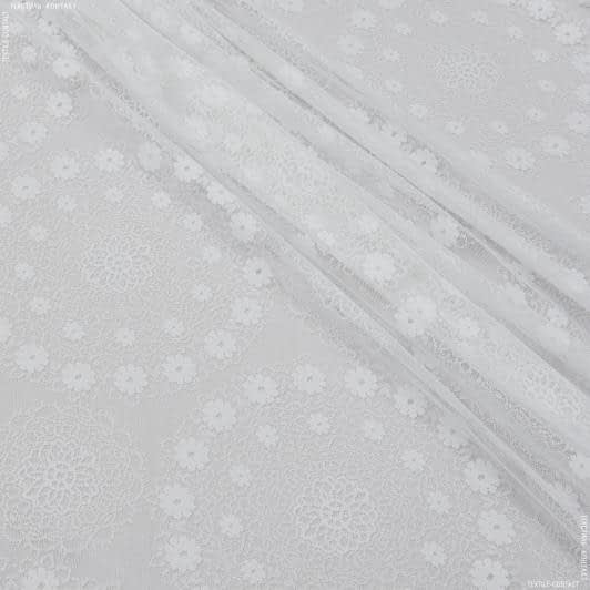 Ткани свадебная ткань - Гардинное полотно / гипюр  Мирабелла белый
