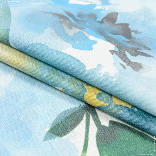 Ткани портьерные ткани - Декоративная ткань Цветы акварель / Lore Digital Print голубой