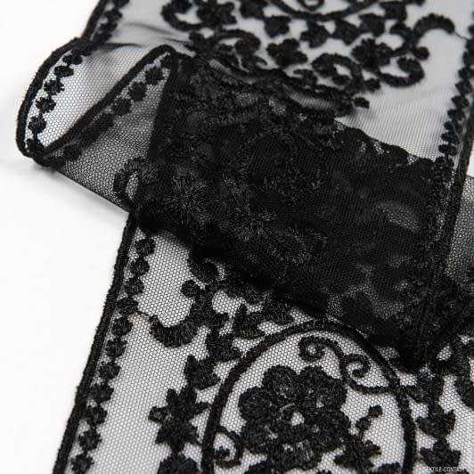 Тканини для білизни - Декоративне мереживо Дакія  чорний 12 см