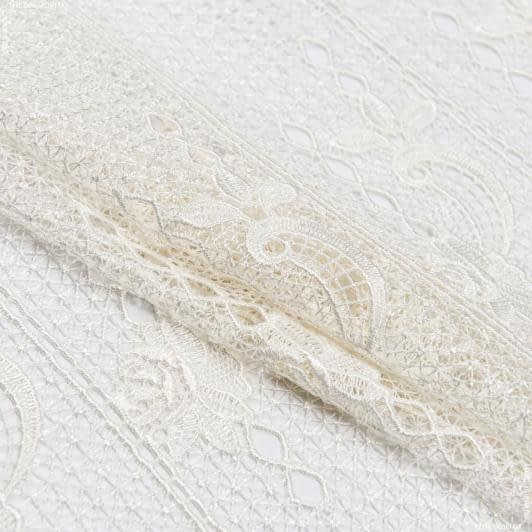 Тканини гардинні тканини - Фіранка мереживо Трояндочки колір  крем 120 см