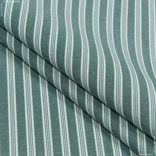 Ткани для банкетных и фуршетных юбок - Декоративная ткань Рустикана полоса т.зеленая