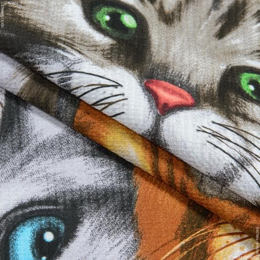 Тканини для побутового використання - Тканина рушникова вафельна набивна смішні коти